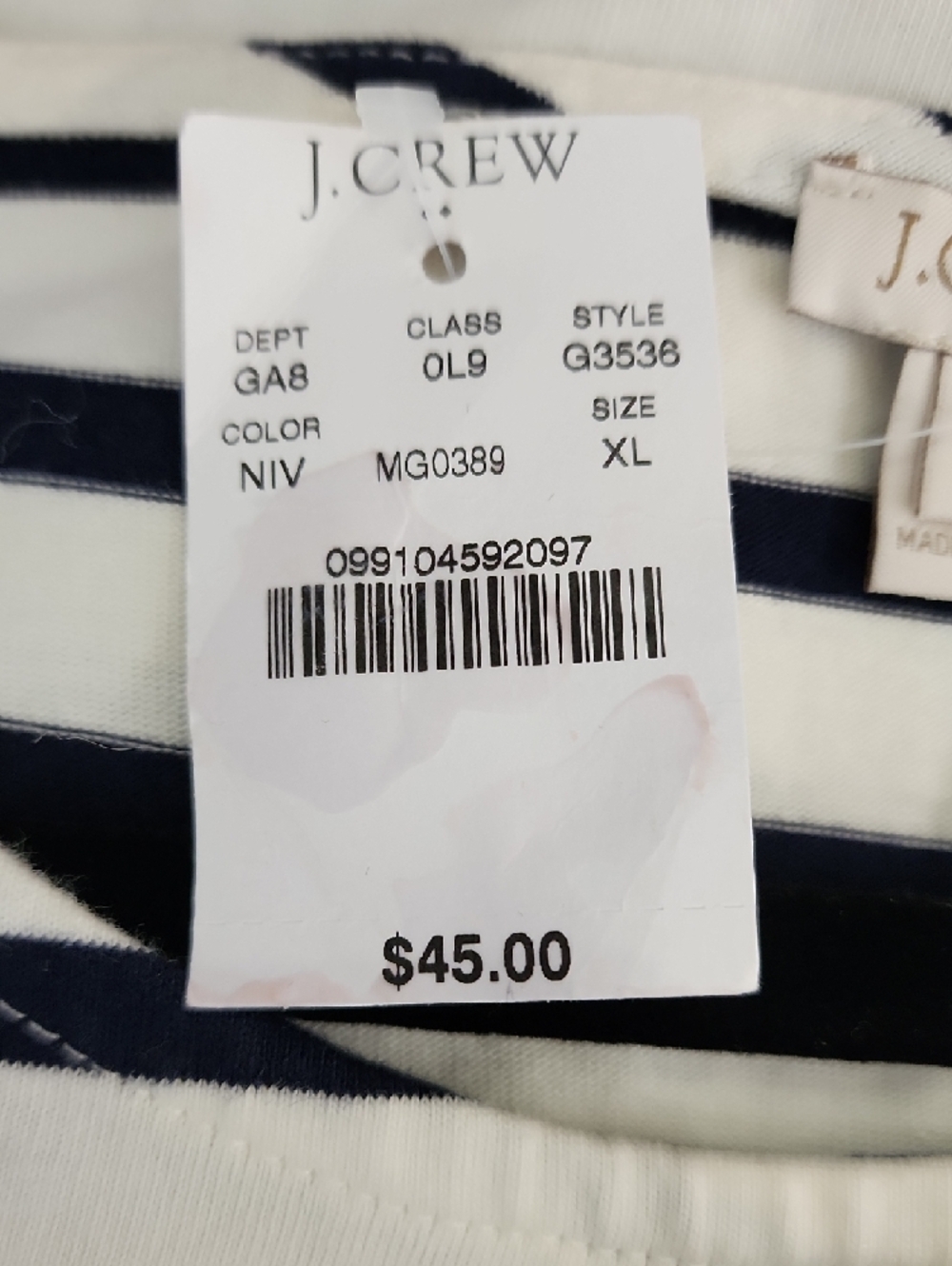 J. CREW Striped Ruffle-Sleeve Women’s Top - White & Black Coastal Chic - Picture 5 of 6